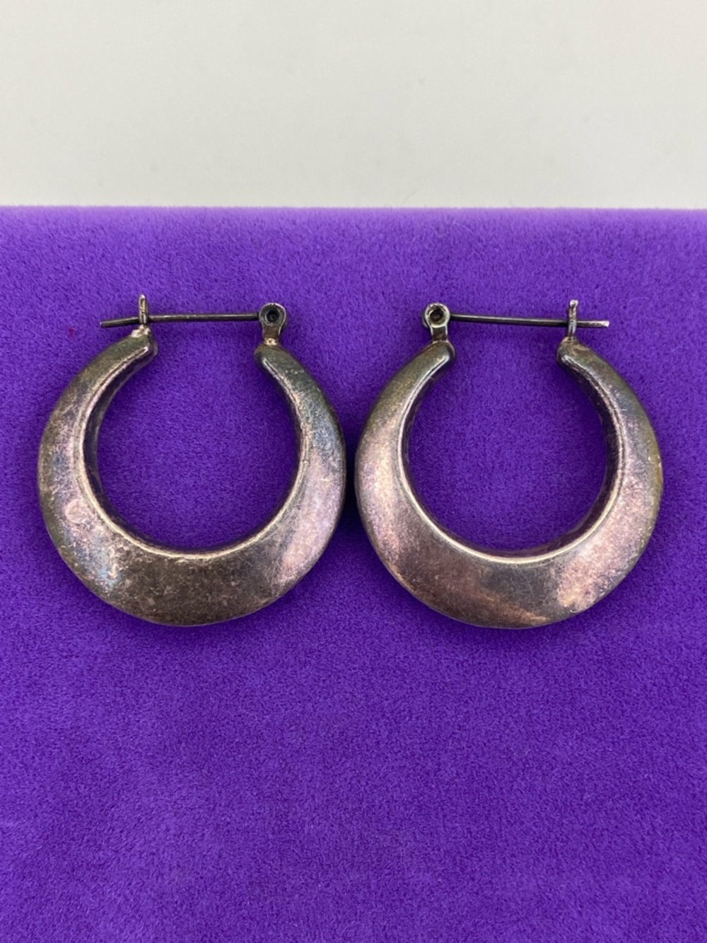 💛 Classic Sterling Silver Chunky Crescent Hoop Earrings | Tarnish Vintage Solid